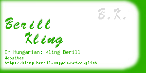 berill kling business card